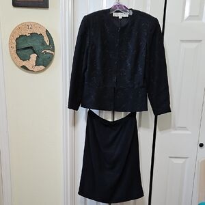 Elegant Black Suite Jacket & Skirt